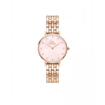 DANIEL WELLINGTON Petite Lumine moteriškas laikrodis 28mm rožinis auksas nerūdijančio plieno tinklelis DW00100617