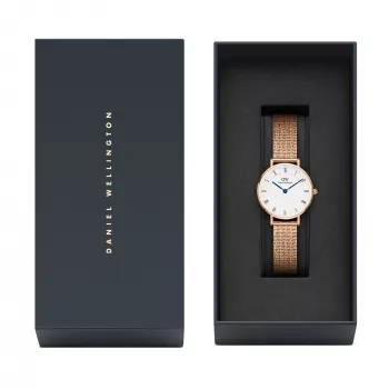 DANIEL WELLINGTON Petite Lumine Moteriškas Laikrodis 28mm Rožinis Auksas Nerūdijantis Plienas Baltas Perlamutro Ciferblatas