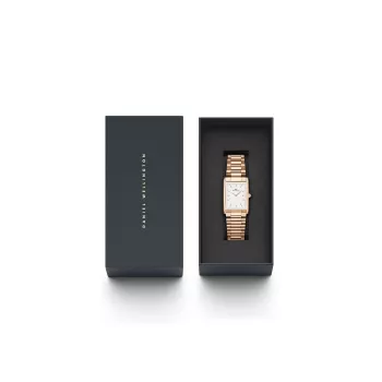 DANIEL WELLINGTON Petite Melrose moteriškas laikrodis 35 mm rožinis auksas nerūdijančio plieno tinklelis DW00100702