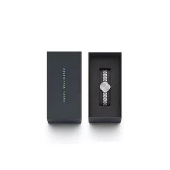 Daniel Wellington Quadro Mini Pressed Sheffield Moteriškas Laikrodis DW00100719 - 22 mm Rožinio Aukso Nerūdijančio Plieno Korpusas, Kreminės Baltos Spalvos Ciferblatas, Juodas Itališkas Odinis Dirželis