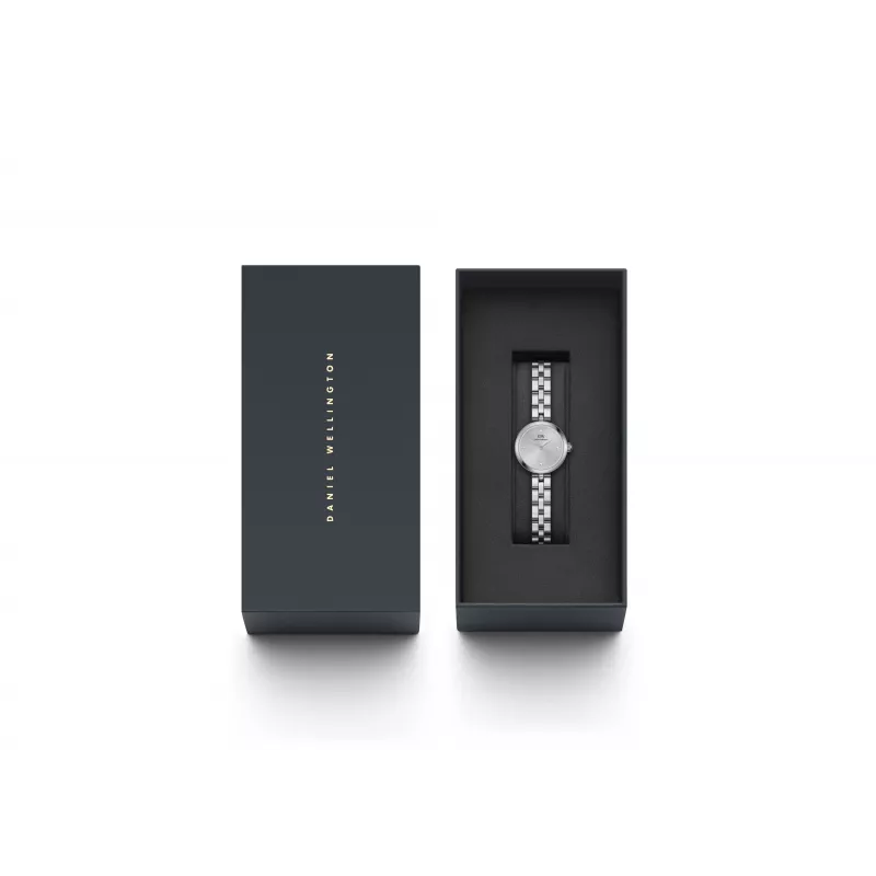 Daniel Wellington Quadro Mini Pressed Sheffield Moteriškas Laikrodis DW00100719 - 22 mm Rožinio Aukso Nerūdijančio Plieno Korpusas, Kreminės Baltos Spalvos Ciferblatas, Juodas Itališkas Odinis Dirželis