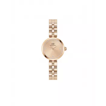 Daniel Wellington Quadro Moteriškas Laikrodis 22mm Rožinio Aukso Nerūdijančio Plieno Korpusas Juodas Odinis Dirželis DW00100720