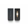 DANIEL WELLINGTON Quadro moteriškas laikrodis 32mm rožinis auksas nerūdijantis plienas juoda oda