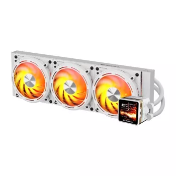DARKFLASH DE360 White 360mm vandens aušintuvas CPU su baltu LED siurbliu, 3x120mm PWM ventiliatoriais