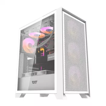 Darkflash DRX70 MESH White Mid-Tower kompiuterio korpusas su 4 RGB ventiliatoriais