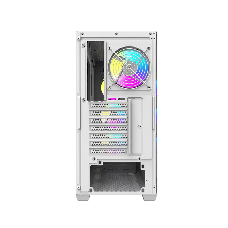 Darkflash DS900WD ATX vidutinio bokšto kompiuterio korpusas (baltas) su 4 ARGB ventiliatoriais ir grūdinto stiklo šonine plokšte