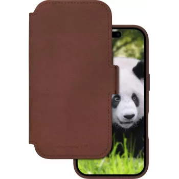 dbramante1928 Lynge Flip Case, tamsiai ruda, natūrali oda, suderinamas su MagSafe, skirtas Apple iPhone 17