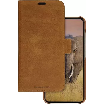 DBRAMANTE1928 Lynge piniginės dėklas, skirtas Samsung Galaxy A55 5G - pilno grūdo oda, tan, LY55GT006144