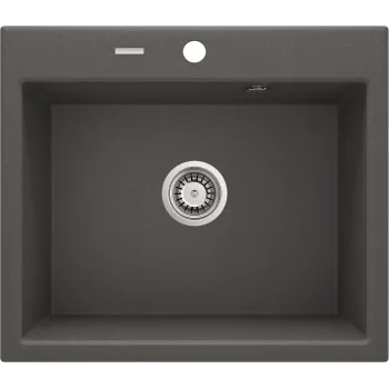 DEANTE 1-Bowl Granite Composite Kitchen Sink with Drainer, Graphite, Inset, 450mm Cabinet