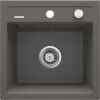 DEANTE 1-dubens granitinė kriauklė su nusausintuvu, juoda (Nero), 780x440 mm, įstatoma, 2 čiaupo angos, perpildymas, komplekte atliekų rinkinys ir sifonas