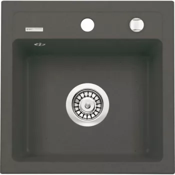 DEANTE 1-dubens granitinė kriauklė su nusausintuvu, juoda (Nero), 780x440 mm, įstatoma, 2 čiaupo angos, perpildymas, komplekte atliekų rinkinys ir sifonas