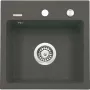 DEANTE 1-dubens granitinė kriauklė su nusausintuvu, juoda (Nero), 780x440 mm, įstatoma, 2 čiaupo angos, perpildymas, komplekte atliekų rinkinys ir sifonas