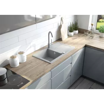 DEANTE 1-Bowl Granite Sink with Drainer – Onyx, Fragranite, 620x500mm
