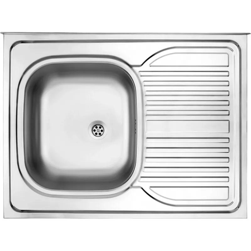 DEANTE 1-Bowl Steel Sink with Drainer on the Right Side - Overlay