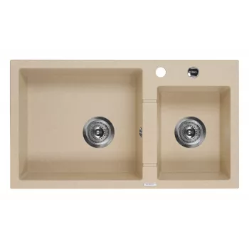 DEANTE 2-Bowl Granite Composite Kitchen Sink with Drainer - Beige
