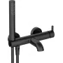 DEANTE Arnika Nero Bathtub Mixer with Shower Set, Matte Black, Wall-Mounted, Single-Lever, Ceramic Cartridge, Hand Shower, 150 cm Hose