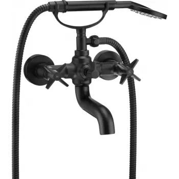 DEANTE Bathtub Mixer with Shower Set - matinė juoda, sieninis, vienos svirties, keraminė kasetė, žalvaris