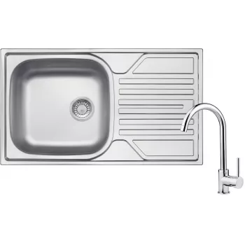 DEANTE Steel Sink with 1-Bowl Faucet with Drainer