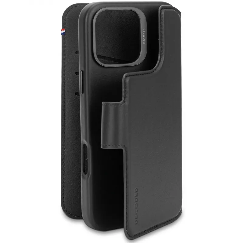 Decoded odinis nuimamas dėklas-piniginė iPhone 16 Pro Max, MagSafe suderinamas, juodas