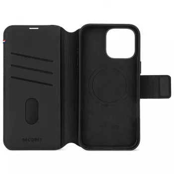 Decoded odinis nuimamas dėklas-piniginė iPhone 16 Pro Max, MagSafe suderinamas, juodas