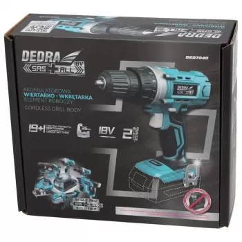 DEDRA DED7040 18V belaidis smūginis gręžtuvas su 50 Nm sukimo momentu, 13 mm metaliniu griebtuvu, LED šviesa | Kur.lt
