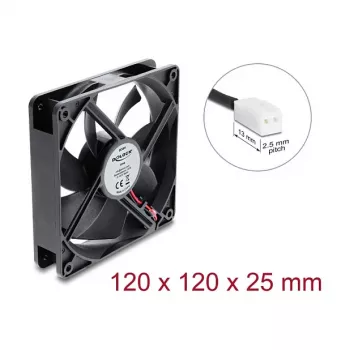 Delock ašinis ventiliatorius 48 V DC 120 x 120 x 25 mm, 2 kontaktų jungtis, juodas