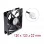Delock ašinis ventiliatorius 48 V DC 120 x 120 x 25 mm, 2 kontaktų jungtis, juodas