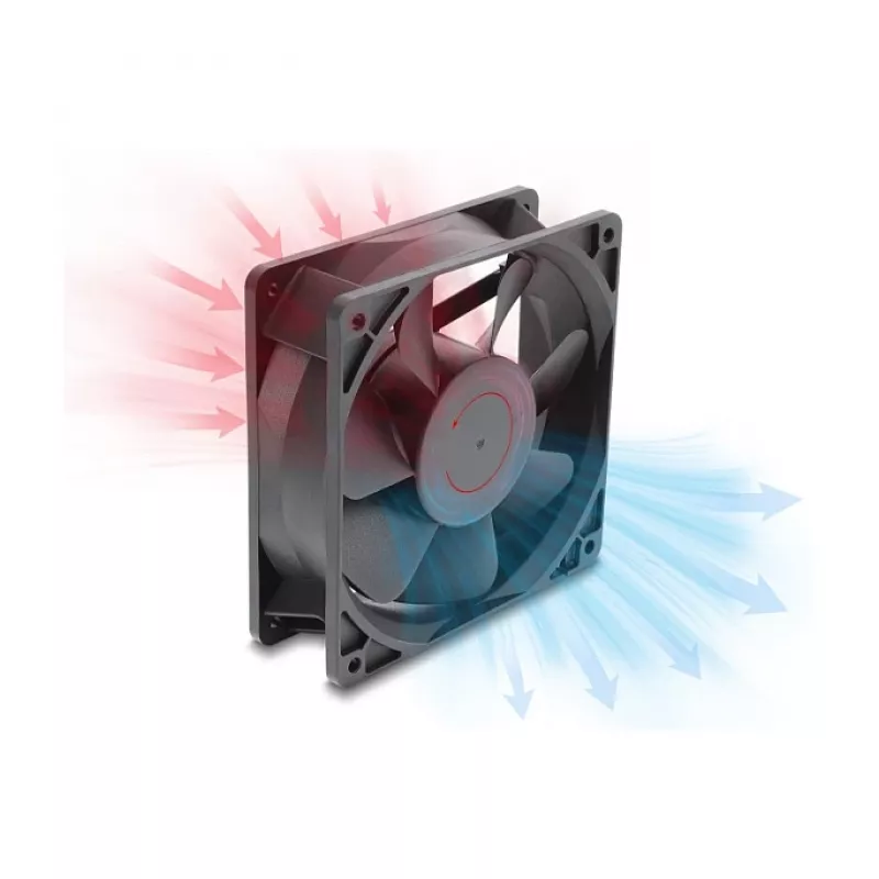 Delock Axial Fan 48 V DC, 120 x 120 x 38 mm su 2 kontaktų jungtimi, juodas
