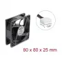 Delock ašinis ventiliatorius 48 V DC, 80 x 80 x 25 mm su 4 kontaktų PWM jungtimi, juodos spalvos