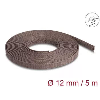 Delock kabelių tvarkymo įvorė, 12 mm, pinta, atspari graužikams, tampri, 5 m, ruda