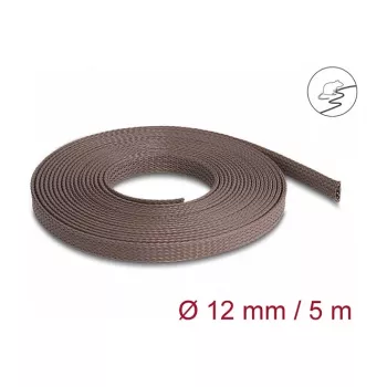 Delock kabelių tvarkymo įvorė, 12 mm, pinta, atspari graužikams, tampri, 5 m, ruda