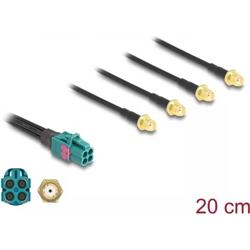 Delock kabelis Mini FAKRA Z moteriškas Quad į 4 x SMA vyriškas 0,2 m RG-174 90283