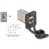 Delock D-Type RJ45 skydinė jungtis Cat.6A STP su LSA montavimu ir IP66 apsauginiu dangteliu