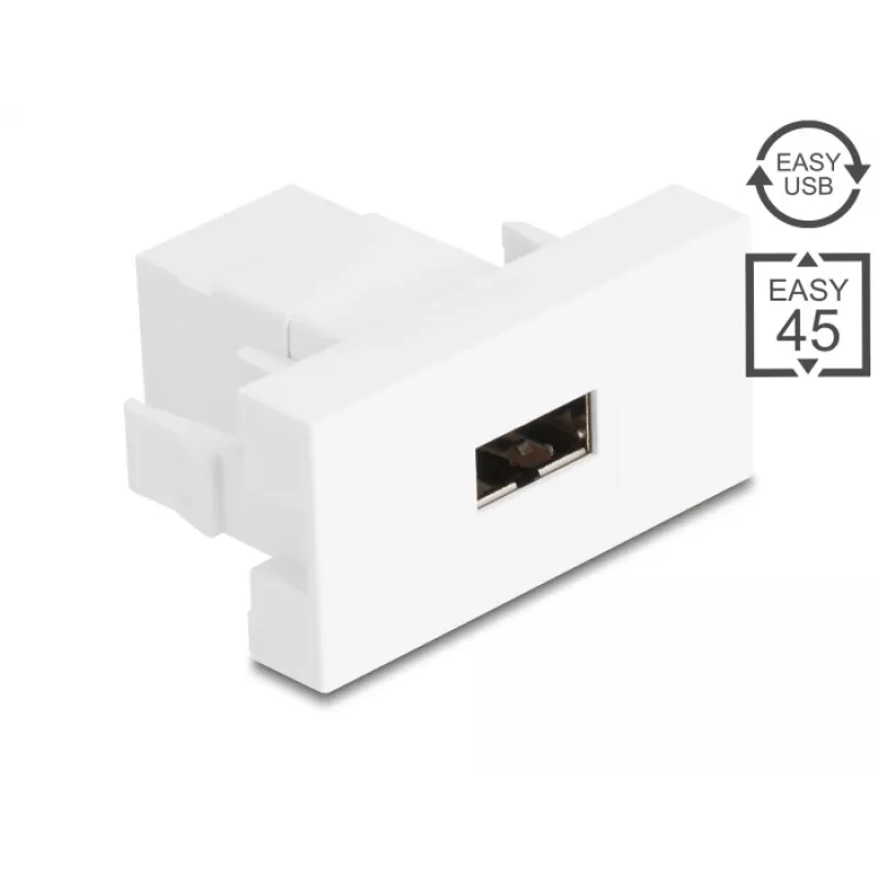 Delock Easy 45 modulis EASY-USB 2.0 Type-A moteriškas į moterišką baltas 90866