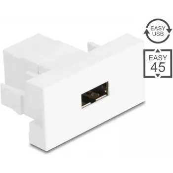 Delock Easy 45 modulis EASY-USB 2.0 Type-A moteriškas į moterišką baltas 90866
