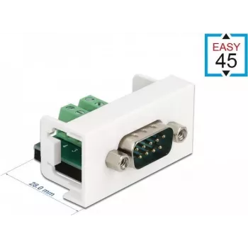 Delock Easy 45 Snap-in modulis D-Sub 9 kontaktų male į 10 kontaktų terminalų bloką, baltas RAL 9003 81351