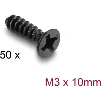 Delock ventiliatorių varžtų rinkinys M3 x 10 mm, 50 vnt., juodas 60986