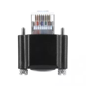 Delock GigE Camera Cable Cat.6 S/FTP 3m, RJ45 90° Angled Plug with Screws (28mm) į RJ45 Straight Plug, juodos spalvos