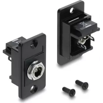 Delock skydinio montavimo DC maitinimo lizdas 5,5 x 2,5 mm, moteriškas, litavimo kontaktai, juodas 91186