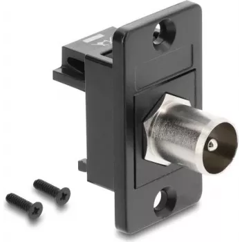 DELOCK 91204 skydelio tvirtinimo IEC C14 kištukas – F tipo lizdas adapteris, juodas