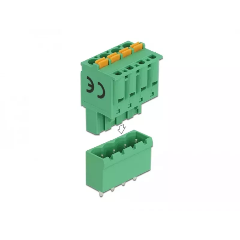Delock PCB gnybtų blokelių rinkinys 4 kontaktų 5,08 mm žingsniu vertikalus (66501)