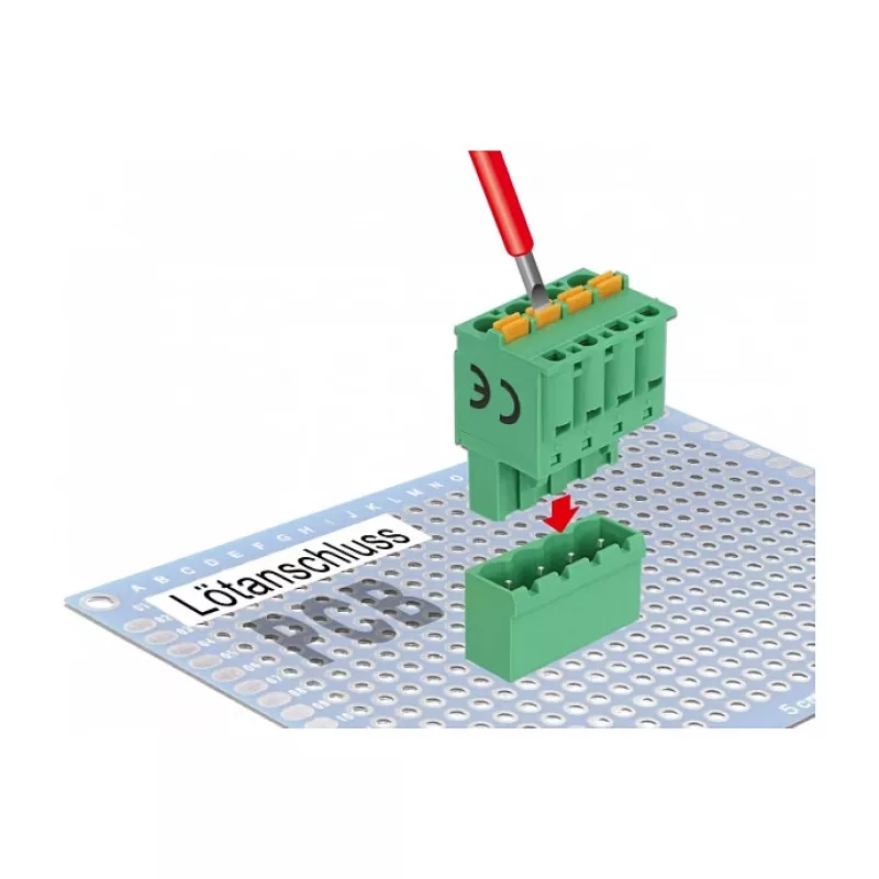 Delock PCB gnybtų blokelių rinkinys 4 kontaktų 5,08 mm žingsniu vertikalus (66501)