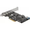 Delock PCI Express x4 plėtimo kortelė su 4 x USB Type-C + 1 x USB Type-A - SuperSpeed USB 10 Gbps - Low Profile, USB valdiklis