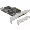 Delock PCI Express x4 plėtimo kortelė su 4 x USB Type-C + 1 x USB Type-A - SuperSpeed USB 10 Gbps - Low Profile, USB valdiklis