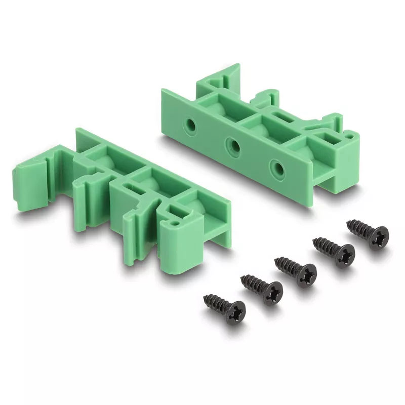 Delock RJ45 2 x Female to 2 x Terminal Block su mygtuku DIN bėgiui, kampu (66995)