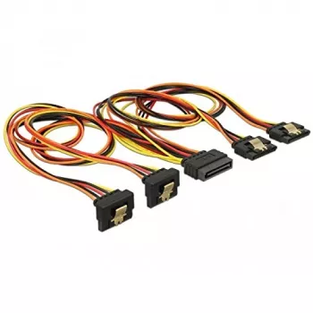 DeLOCK SATA maitinimo šakotuvas 15-Pin Male į 2x 15-Pin Female su metaliniu fiksatoriumi, 50 cm, 3.3/5/12 V, juodas/geltonas/raudonas/oranžinis 60152