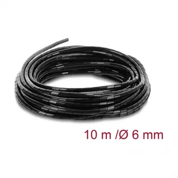 Delock Spiralinė kabelių įvyniojimo žarna, 6 mm skersmuo, 10 m, juoda
