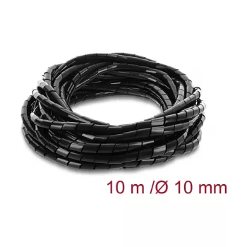 Delock Spiralinis kabelių apvyniojimas 10 mm skersmens, 10 m, juodos spalvos