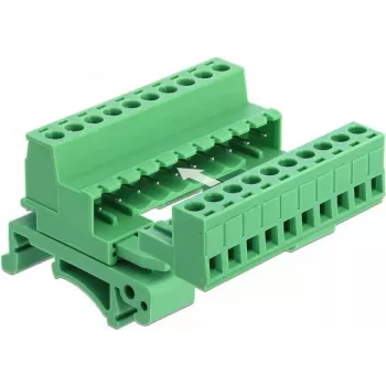 DELOCK Terminal Block Set DIN bėgiui, 10 kontaktų, 5,08 mm žingsnis, kampuotas