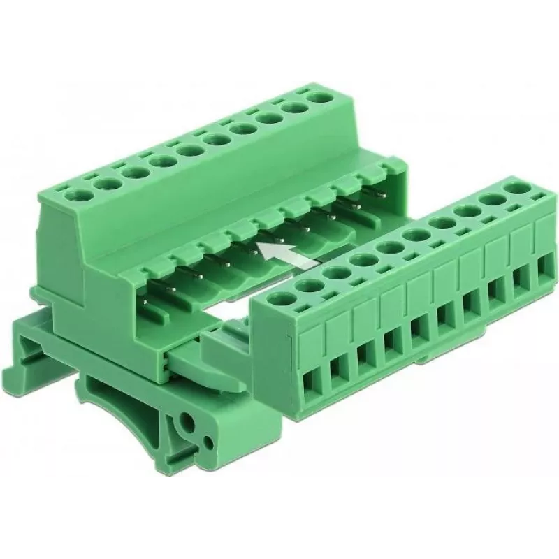 DELOCK Terminal Block Set DIN bėgiui, 10 kontaktų, 5,08 mm žingsnis, kampuotas